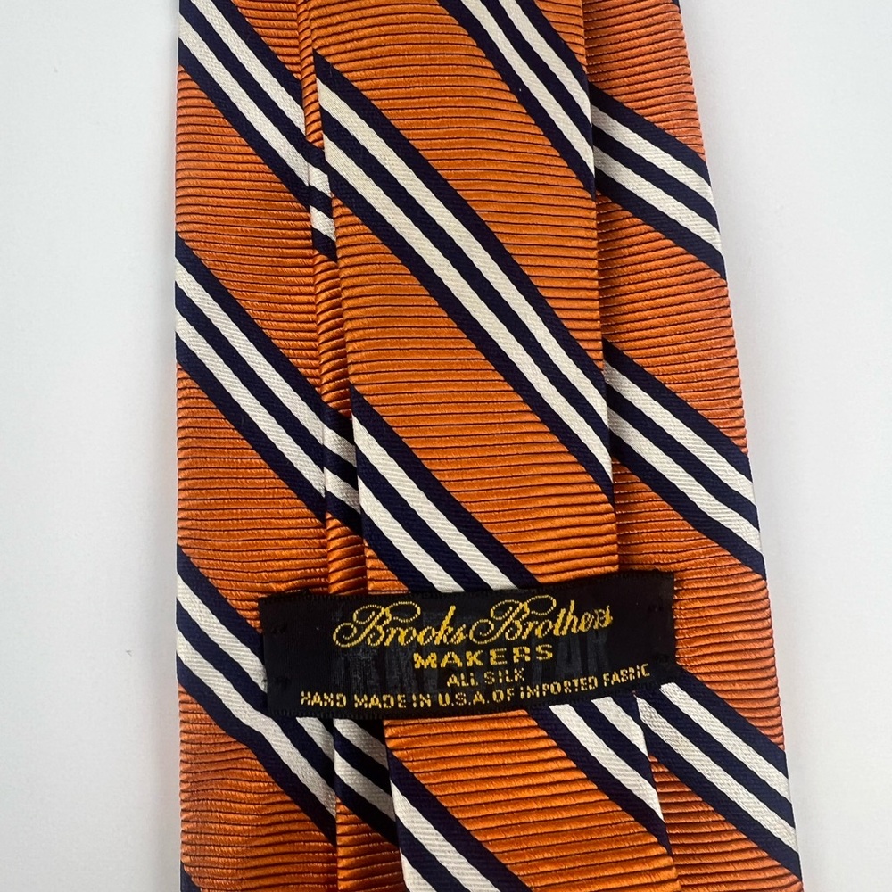 Brooks Brothers Silk Tie in Orange and Navy Stripes